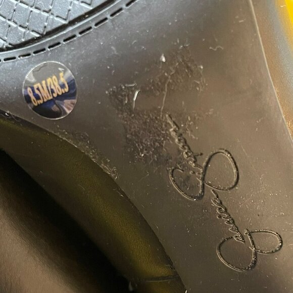 Black Faux Leather Knee-High Stiletto Heel Boots Size 8.5 Jessica Simpson - Picture 6 of 7